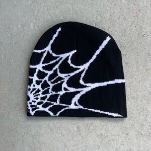 Black and White Spider Web Beanie
